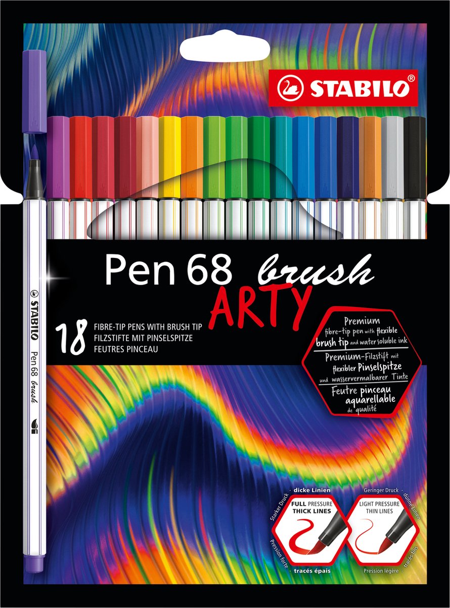 Stabilo pen 68 pędzel - pisak - arty - zestaw 18 sztuk