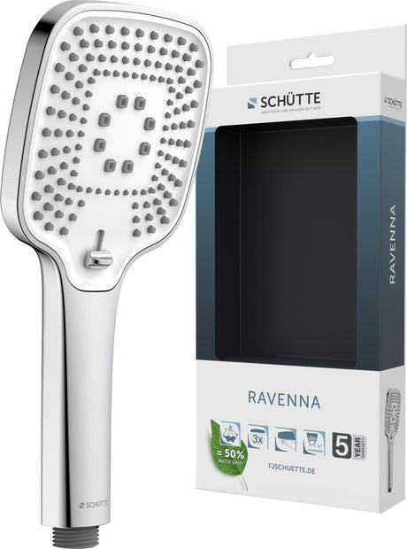 Główka prysznicowa Schütte Ravenna - kwadratowa główka prysznicowa - biały chrom