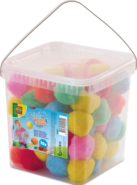 Ses Creative 02405 - mnóstwo kulek pluszowych - 70 balonów z wodą wielokrotnego użytku w wiadrze - użyj wiadra do napełnienia kul wodnych
