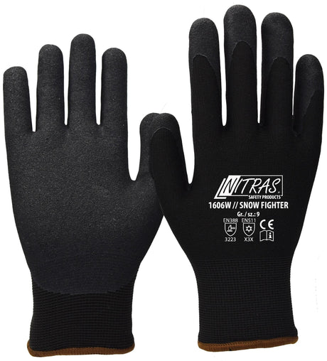 Rękawice ochronne Nitras Snow Fighter Rękawiczki zimowe Snow Fighter w rozmiarze 10, czarne