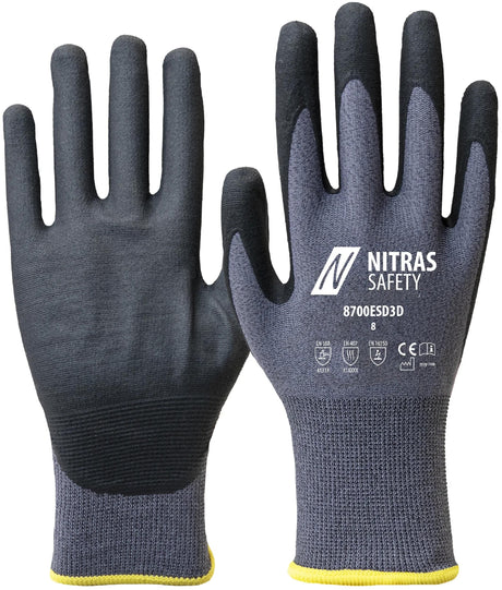 Nitras Safety feinstrickhandschuh 8700esd3d rękawica szara rozmiar 8 nitras