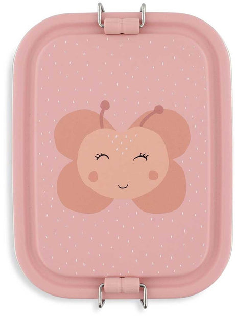 Trixie | brooddoos klein - mrs. butterfly - rsv lunchbox voor kinderen - makkelijk te openen broodtrommel - roze - vlinder - rvs