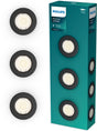 Philips peridot inbouwspot - gu10 fitting - zwart - rond - vaste kop - 3-pack