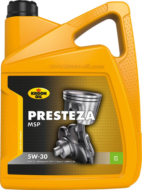 Kroon-oil olej koronowy - presteza msp 5w-30 - syntetyczny olej silnikowy o przedłużonej trwałości - 5 litrów - przezroczysty