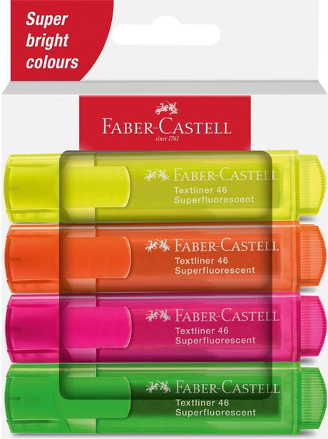 Zakreślacz Faber-castell faber castell 46 4 sztuki żółto-pomarańczowo-zielono-różowy w kartonowym opakowaniu