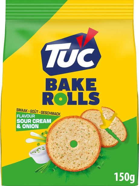 Tuc Bake Rolls Krakersy Kwaśna Śmietana 10 x 150g - do napojów - przekąski - krakersy - przekąska - miło z filmem - tosty - tosty - sól