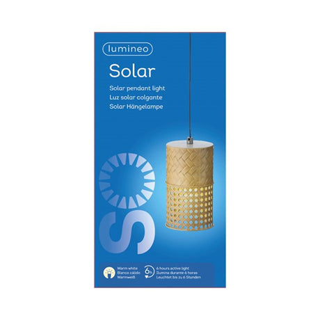 Solarna lampa wisząca Lumineo LED o średnicy 11–18 cm, metalowa, ciepła biel. pali się do 6 godzin.