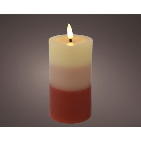 Świeca LED Lumineo z gradientem kolorów do wnętrz z efektem płomienia i timerem o średnicy 7x11 cm, terra działa na 2 baterie AAA (nie dotyczy)<br>