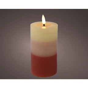 Świeca LED Lumineo z gradientem kolorów do wnętrz z efektem płomienia i timerem o średnicy 7x15 cm, terra działa na 2 baterie AAA (nie dotyczy)<br> <br>