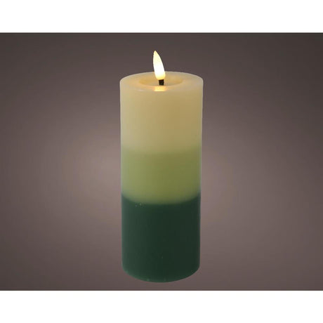 Świeca LED Lumineo z efektem płomienia, gradient 11 cm, kolor zielony