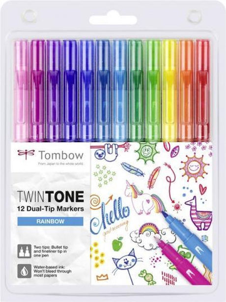 Tombow • Zestaw markerów twintone z podwójną końcówką kolory tęczy 12szt