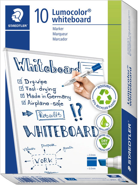 Staedtler - lumocolor - marker do tablic suchościeralnych - niebieski - pudełko 10 sztuk