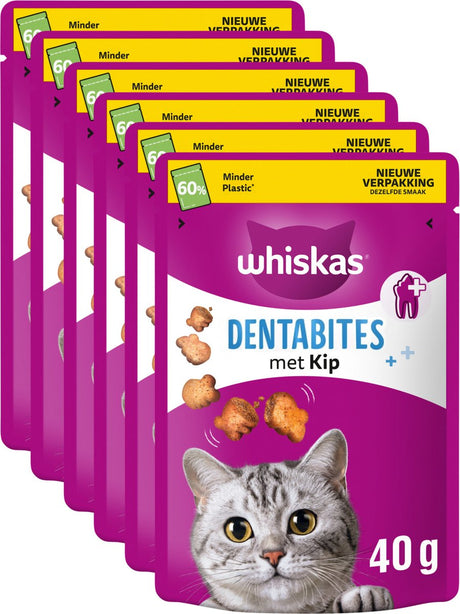 Przysmaki dentystyczne Whiskas - przekąski dla kotów - kurczak - 6 x 40 g