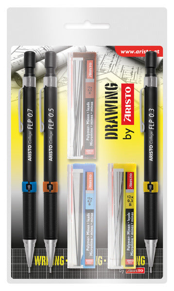 Zestaw ołówków automatycznych Aristo AR-23559 HB 0,35 0,5 0,7mm z gratisowymi wkładami do ołówków
