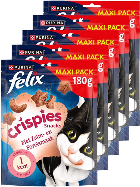 Felix chipsy maxipack - przekąska dla kota - przysmaki dla kota - pstrąg łososiowy - 5 x 180g