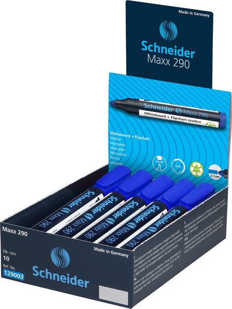 Przyrządy do pisania Schneider Marker do tablic suchościeralnych schneider - maxx 290 - okrągła końcówka - niebieski - 10 sztuk - do tablicy i flipcharta - s-129003-10