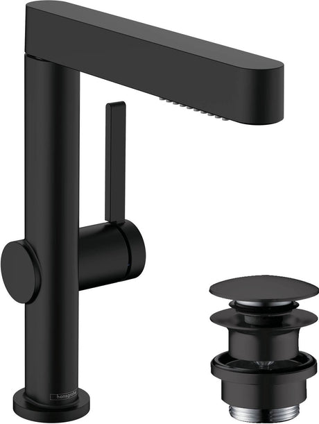 Hansgrohe finoris - bateria umywalkowa - z korkiem spustowym - 230mm - wyciągana główka prysznicowa - 2 funkcje strumienia - czarny mat