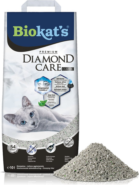 Biokat Diamond Care Classic - 10 l - żwirek dla kota - zbrylający się - bez zapachu - węgiel aktywny