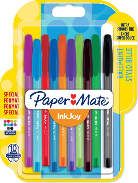 Paper Mate inkjoy 100szt długopisów | punkt średni (1,0 mm) | ładne kolory | 10 sztuk
