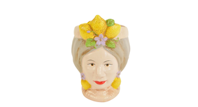 Woman head pot ceramic d14x18h grey