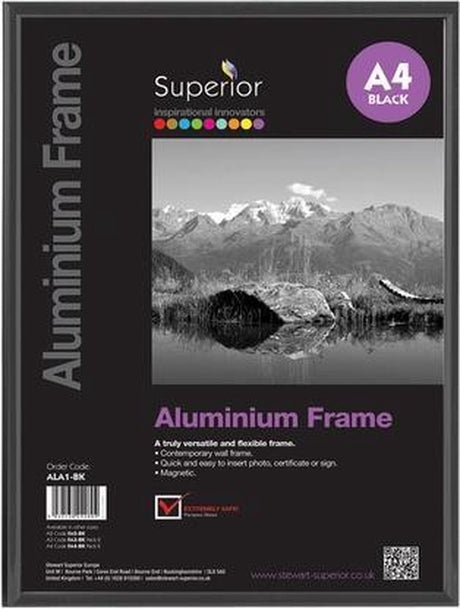 Ramka na zdjęcia Seco a4 - 21 x 29,7 cm - czarne szczotkowane aluminium - ze stojakiem - ramka 11 mm