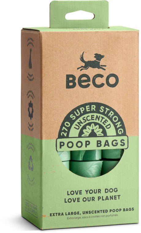 Becopets beco pets Zrównoważone torby na psie odchody - duże, mocne - 270 sztuk (18 x 15)