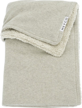 Meyco baby knit basic teddy wiegdeken - sand melange - 75x100cm - 2.0 tog