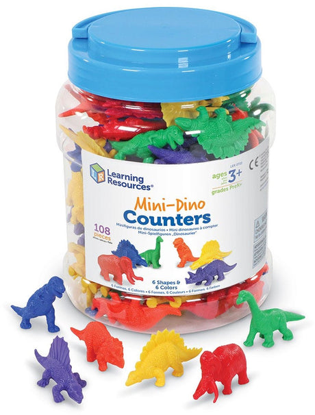 Materiały do nauki Liczniki mini dinozaurów (zestaw 108 sztuk) - 1+