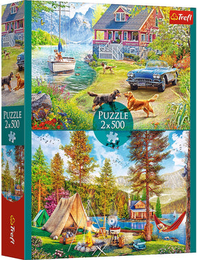 Puzzle Trefl 2x500 elementów - letni relaks - zestaw puzzli.