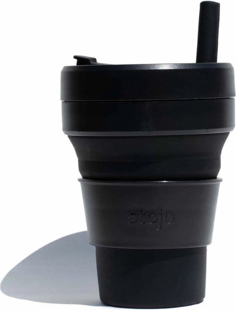 Stojo - kubek biggie - filiżanka do kawy i herbaty - 470 ml - wielokrotnego użytku - składany - czarny