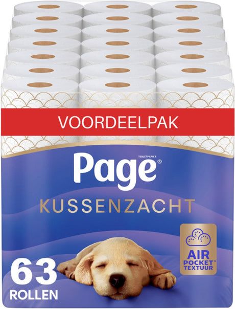 Papier toaletowy Page ® - miękki papier toaletowy w formie poduszki - 63 rolki - najwyższy komfort - opakowanie wartościowe