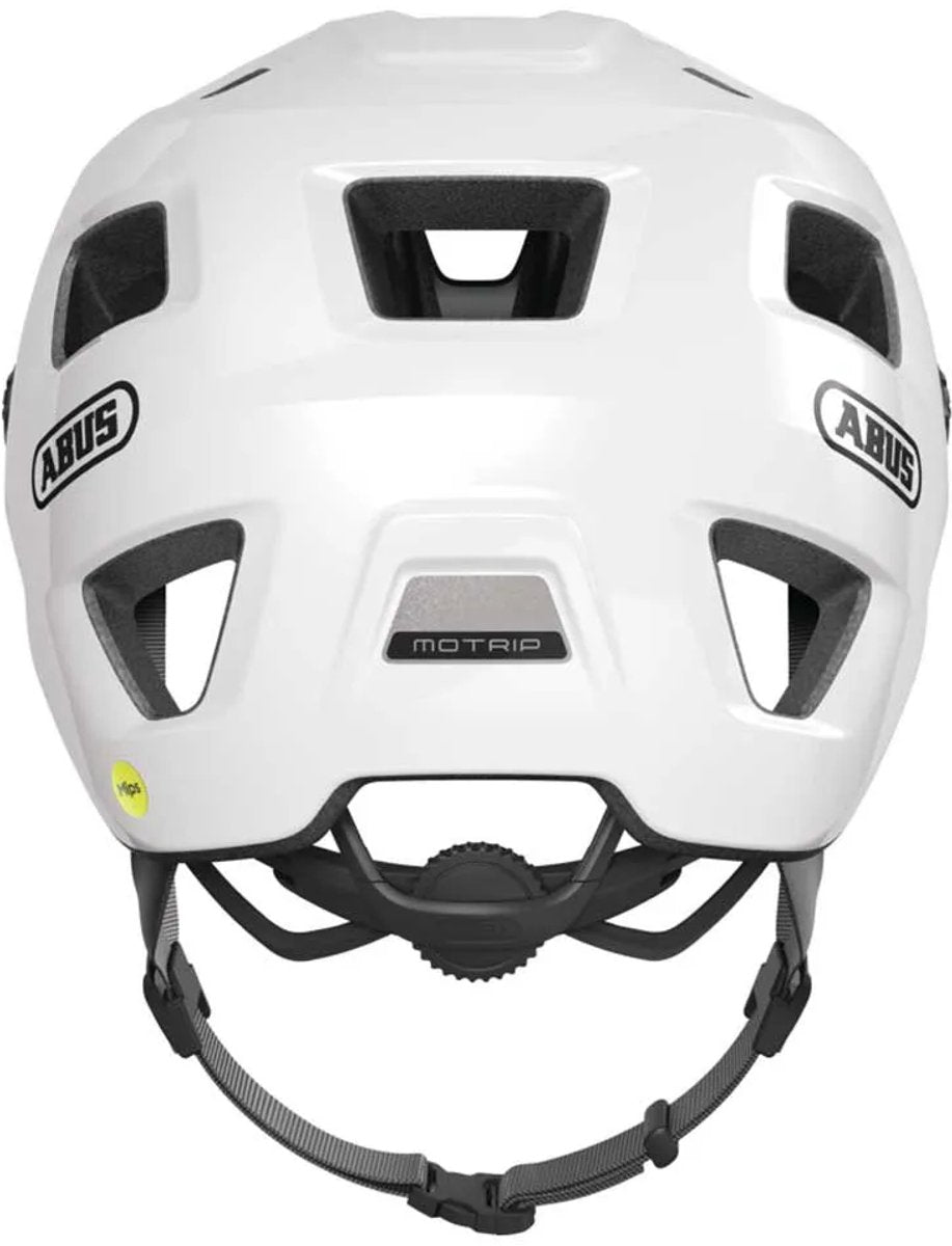 Kask rowerowy Abus motrip mips błyszczący biały l - 57-61 cm - biały - odpowiedni do użytku na rowerach górskich - 380 g