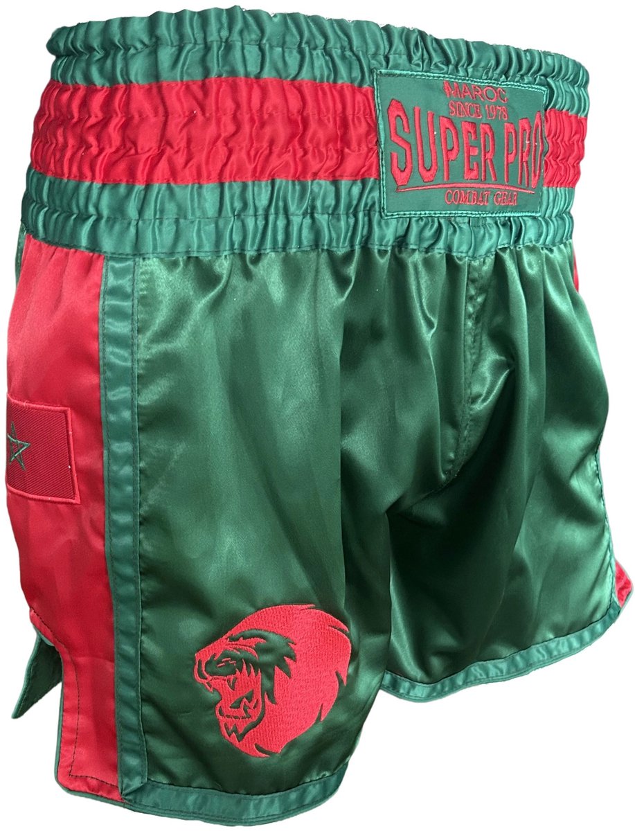 Super pro combat gear thai short nations maroc groen - rood s