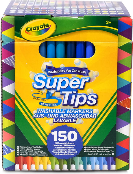 Crayola - super końcówki - pisaki - zestaw 150 pisaków w różnych kolorach - zmywalne pisaki ze średnią końcówką