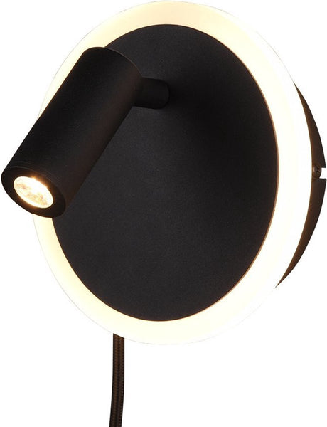 Trio Jordan – kinkiet – czarny mat – w komplecie. 1x SMD 5 W - włącznik sznurkowy - światło można włączać osobno - montaż na ścianie - flex - connect - nie nadaje się do ściemniania