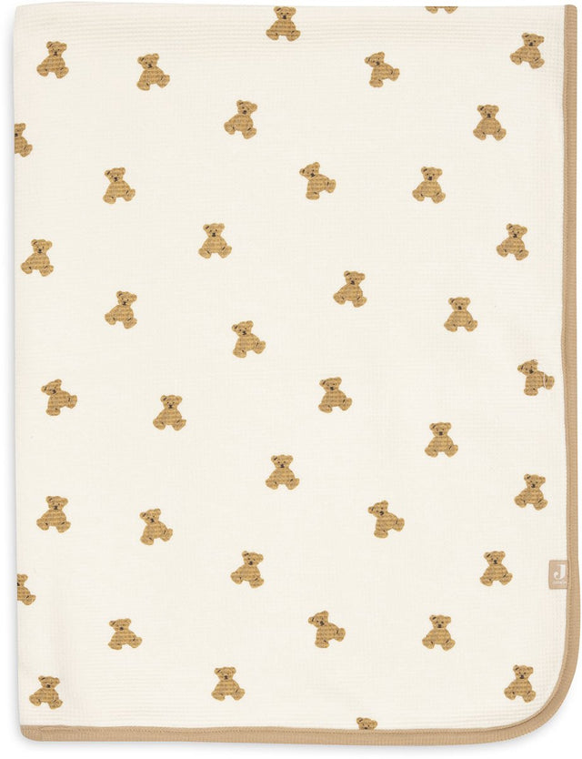 Jollein baby deken wieg - 75x100cm - little waffle - mini teddy bear