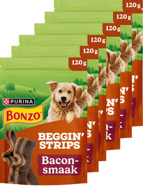 Paski początkujące Bonzo - przekąski dla psa - boczek - 6 x 120 g