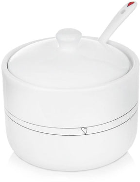Orion serduszka serie - keramische suikerpot - 300ml - met lepel - wit