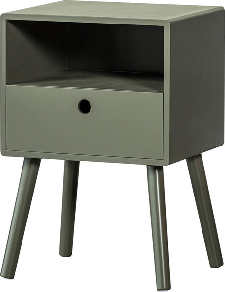 Woood ozzy stolik nocny drewno ciepły zielony 53x36x30
