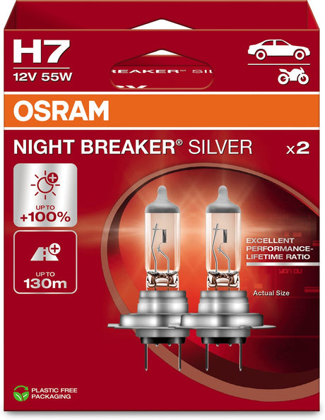 Seria Night Breaker Osram - oświetlenie pojazdu - lampa h7 - srebrna - długa żywotność