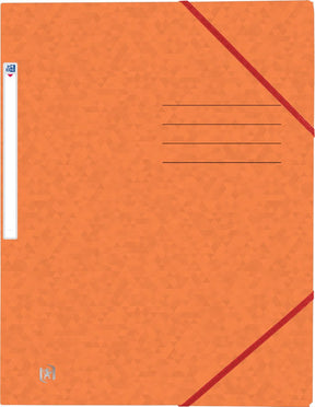 Oxford top file + - elastomap - 3 kleppen - elastiek - a4 - oranje - pak 10 stuks