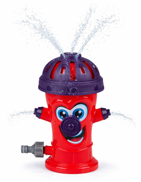 Eddy Toys zraszacz wodny hydrant strażacki - zraszacz wodny z przyłączem do węża - zraszacz ogrodowy dla dzieci - zabawki wodne na zewnątrz - czerwony z fioletowymi detalami