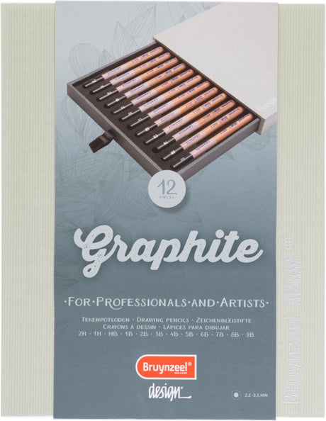 Ołówki grafitowe Bruynzeel design w pudełku grafitowym - 12 sztuk