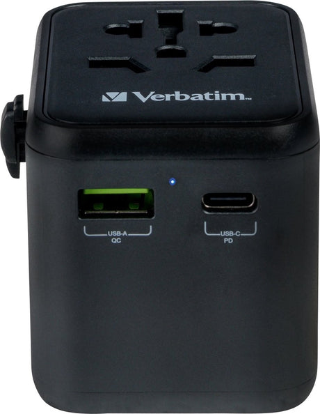 Uniwersalny adapter podróżny Verbatim uta-02, adapter wtykowy ze złączem USB-A i USB-C, wtyczka podróżna do laptopa, poręczny, aparat fotograficzny i co, weltweit setzbar, 100-250 V