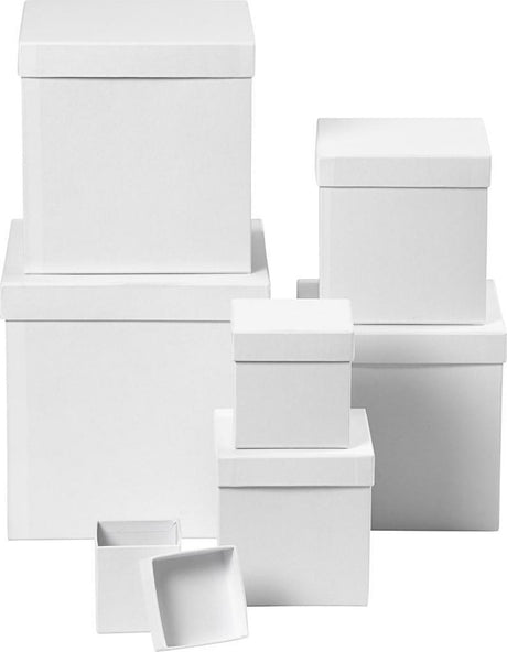 Firma Creativ https: www.cchobby.nl kwadratowe pudełka-kwadratowe-rozmiar-7-5x7-5x7-5-10x10x10-13x13x13-15x15x15-18x18x18-20x20x20-23x23x23-cm-biały-7-częściowy-1-zestaw