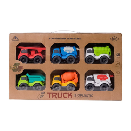Speelgoed top bio kunststof vrachtauto's 6 stuks
