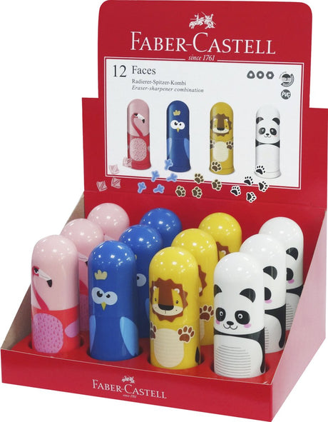 Temperówka Faber-Castell z gumką - motywy zwierzęce - display 12 sztuk - fc-583513
