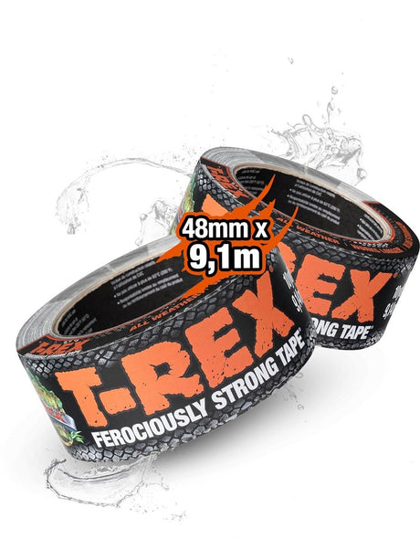 T-rex – taśma tekstylna 48 mm x 9,1 m szara – wyjątkowo mocna i odporna na rozdarcia taśma gaffer do zastosowań wewnętrznych i zewnętrznych – wodoodporna taśma klejąca o dużej sile klejenia – idealna do uniwersalnych napraw i mocowania