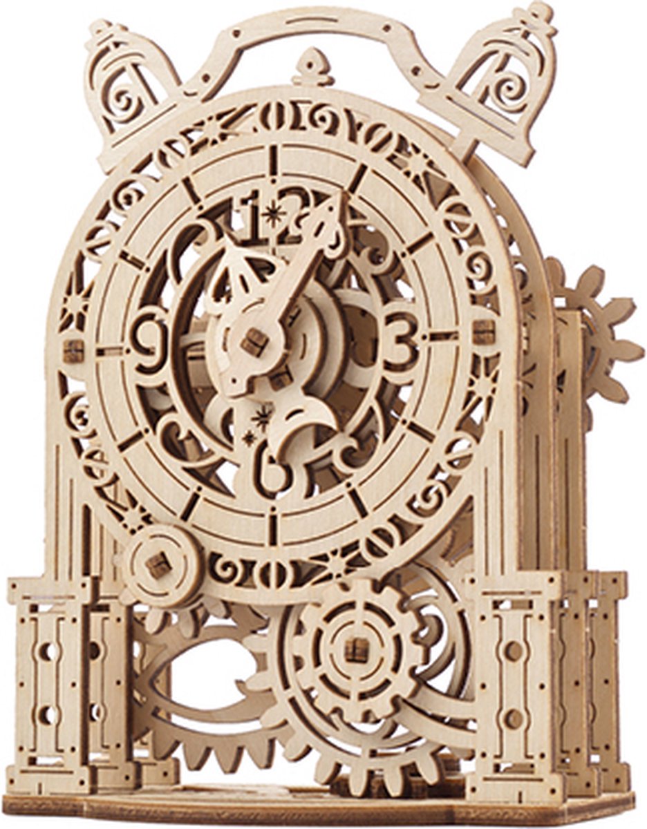 Drewniany model 3D Ugears - zabytkowy budzik