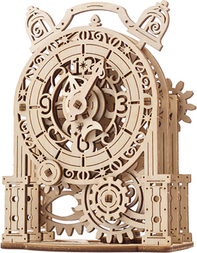Drewniany model 3D Ugears - zabytkowy budzik